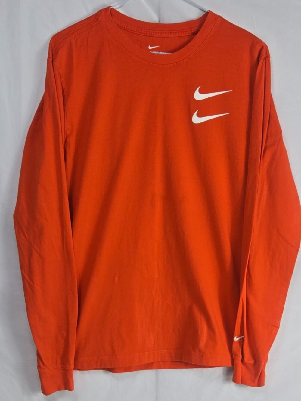 Nike Sportswear Double Swoosh Long Sleeve Tee Men’s Medium Orange CK2259-891 - Picture 2 of 10